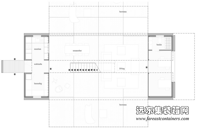 Infiniski Manifesto House 集裝箱別墅一層平面圖