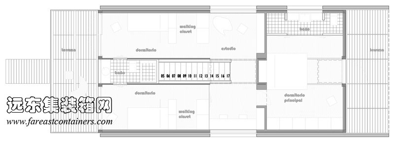 Infiniski Manifesto House 集裝箱別墅二層平面圖