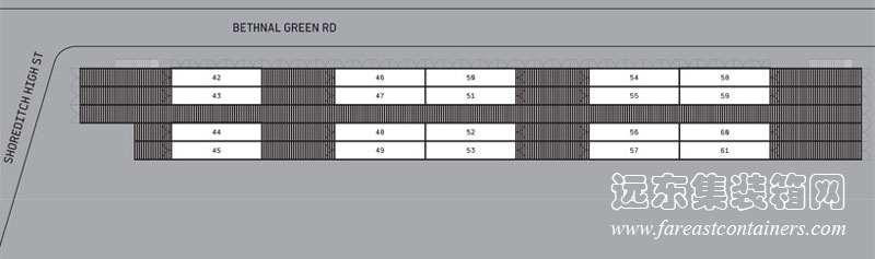 BOXPARK shoreditch 盒子公園集裝箱購物中心二層布置圖